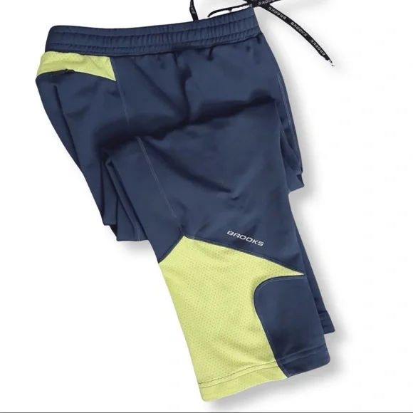 Brooks Running 7/8 Capri Track Pant Legging Navy / Neon - Picture 7 of 16